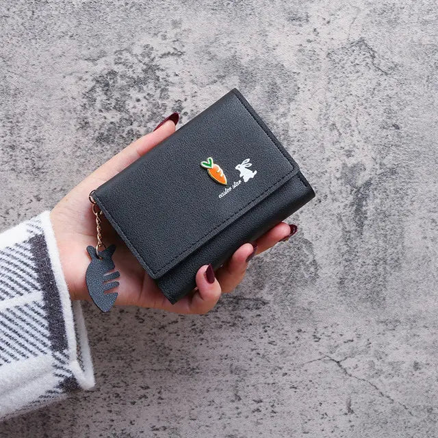 Cute Cat Short Wallet Leather Small Purse