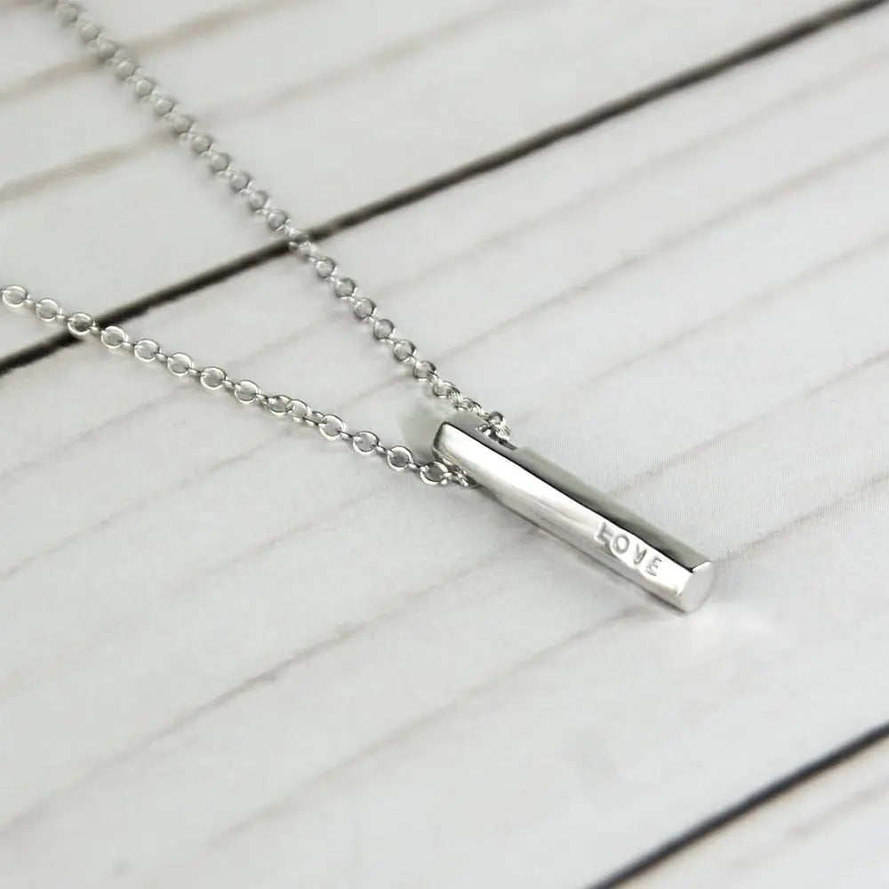 Sterling Silver Love Bar Necklace