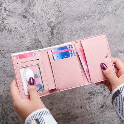 Cute Cat Short Wallet Leather Small Purse