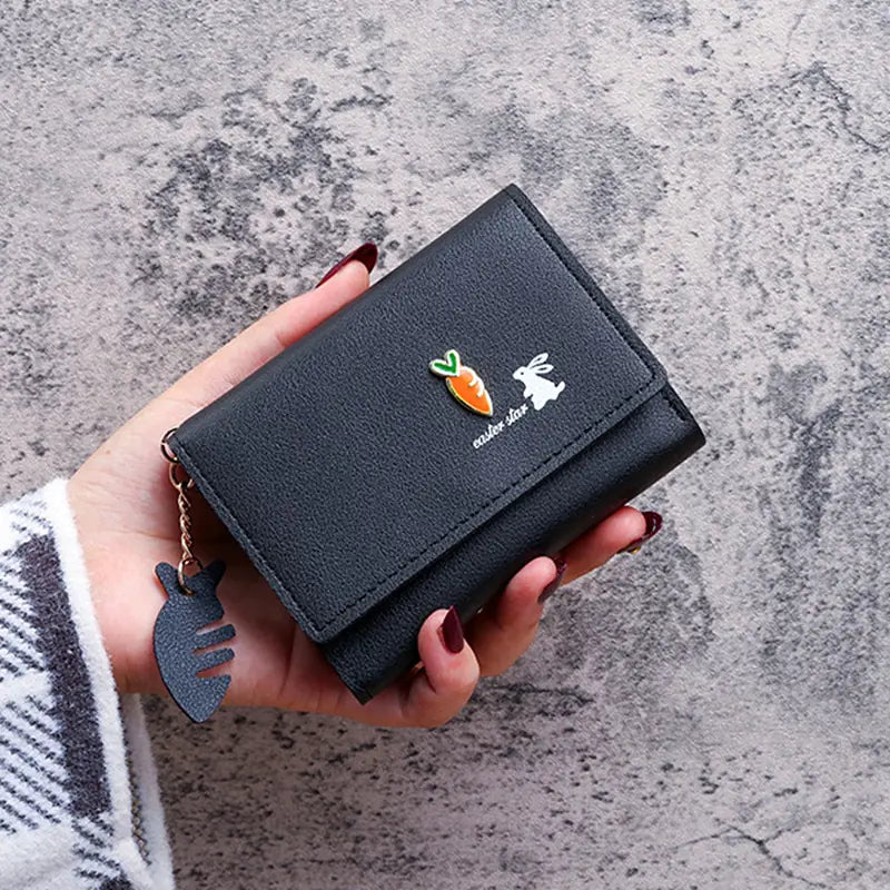 Cute Cat Short Wallet Leather Small Purse