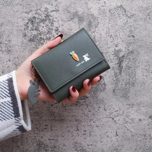 Cute Cat Short Wallet Leather Small Purse